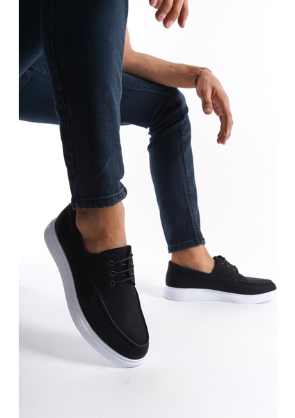 MBRGN104-S Siyah Nubuk Erkek Bağcıklı Loafer