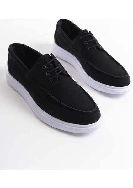 MBRGN104-S Siyah Nubuk Erkek Bağcıklı Loafer