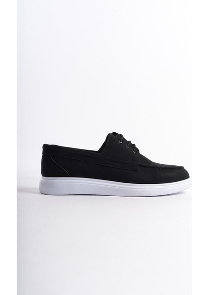 MBRGN104-S Siyah Nubuk Erkek Bağcıklı Loafer