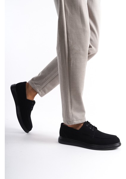 MBSRGN105-S Siyah Süet Erkek Bağcıklı Loafer