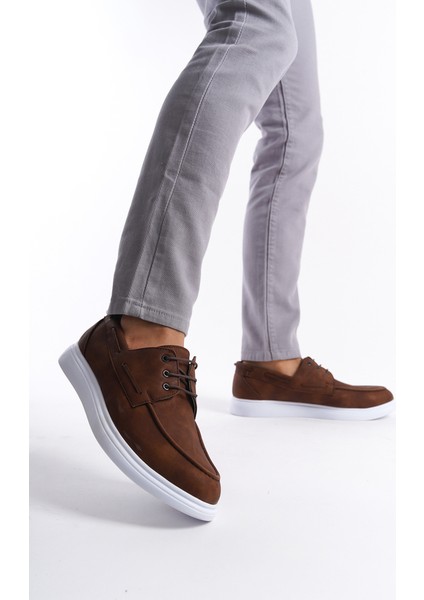 MBRGN104-TB Taba Nubuk Erkek Bağcıklı Loafer