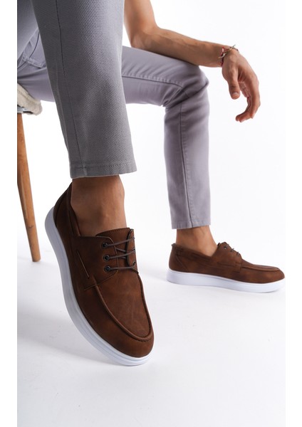 MBRGN104-TB Taba Nubuk Erkek Bağcıklı Loafer modelleri