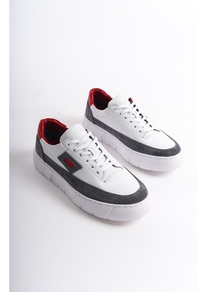 Hakiki Deri Erkek Spor Ayakkabı & Sneaker Gri -MBKRYD203-GR