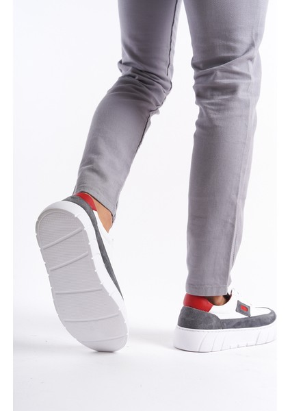 Hakiki Deri Erkek Spor Ayakkabı & Sneaker Gri -MBKRYD203-GR fırsatları