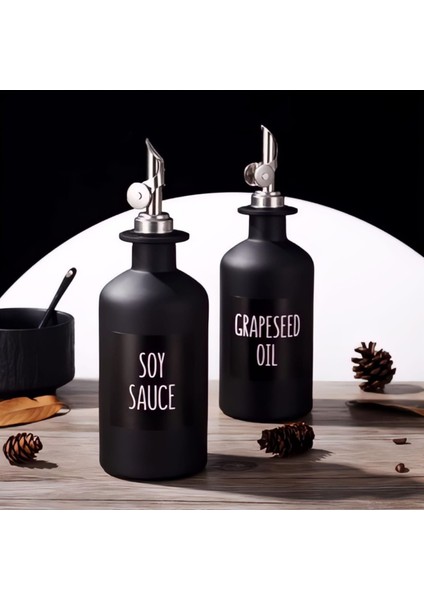 Hanzade Kristal 2'li Black Siyah Yağlık ,kahve Dağıtıcı Dispanser