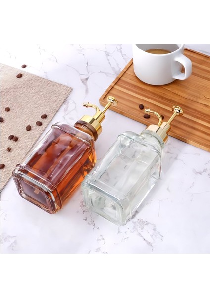 Damla 2 Li Kristal Cam, Yağlık ,kahve Dağıtıcı Dispenser, Sabunluk,losyon Gold 500 ml