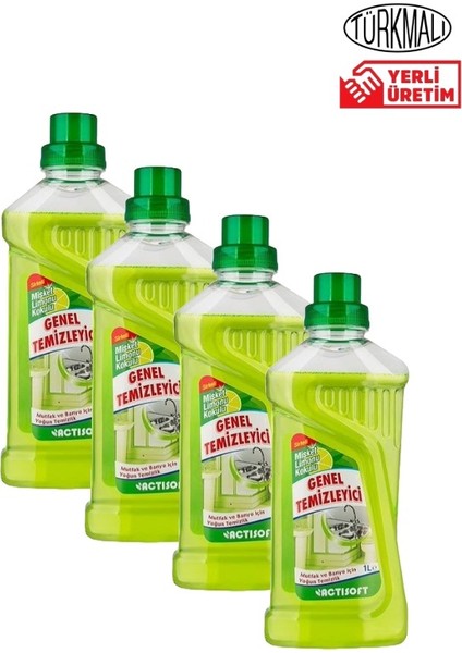 Genel Temizleyici Aktisoft Sirkeli Misket Limon Kokulu 1000 ml x 4 Lü