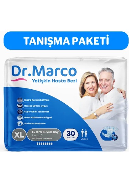 Dr Marco Dr. Marco Yetişkin Hasta Bezi Xl Ekstra Büyük Boy 120-160 Cm 1 Paket 30 Adet