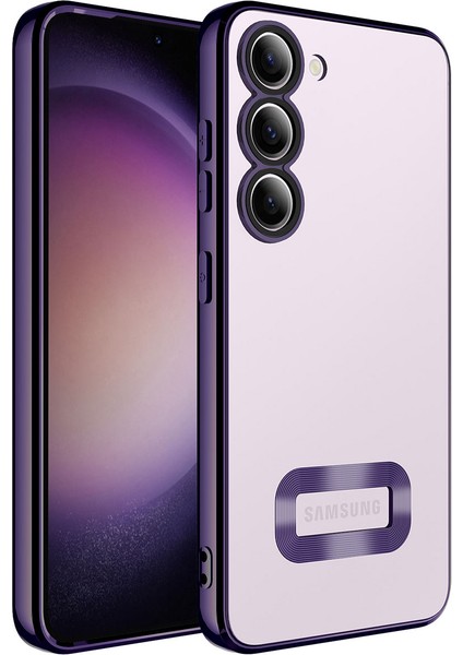 Galaxy S23 Plus Uyumlu Kamera Korumalı Logo Gösteren Omega Kapak-Derin Mor