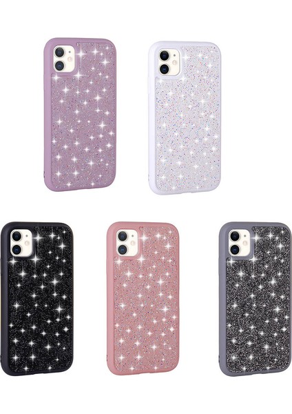 iPhone 11 Uyumlu Parlak Taşlı Tasarım Pırlanta Kapak-Pembe