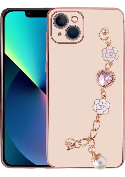 Ezotech iPhone 14 Plus - Uyumlu El Tutamaçlı Kamera Korumalı Taka Silikon Kapak-Pembe