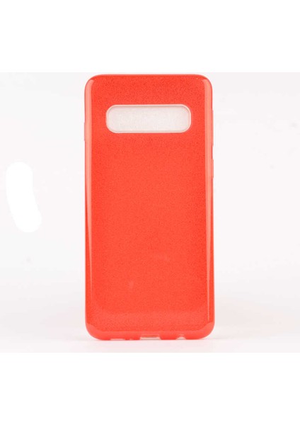 Galaxy S10 Uyumlu Shining Silikon-Kırmızı