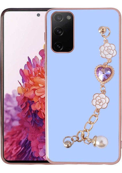 Galaxy S20 Fe Uyumlu El Tutamaçlı Kamera Korumalı Taka Silikon Kapak-Mor