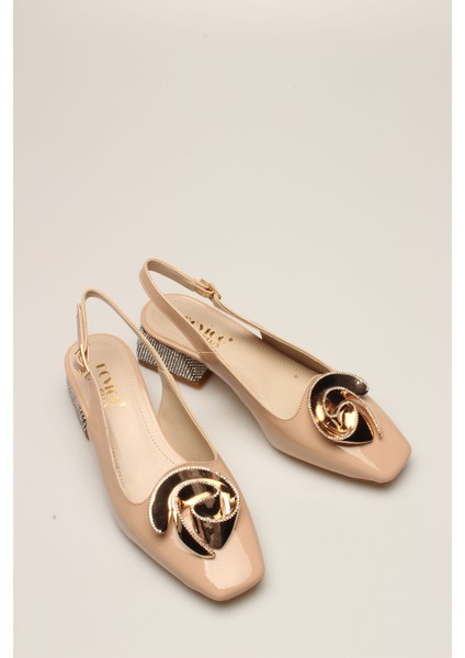 Bej Rugan Taşlı Kadın Topuklu fiyatları