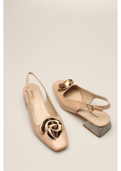 Bej Rugan Taşlı Kadın Topuklu modelleri