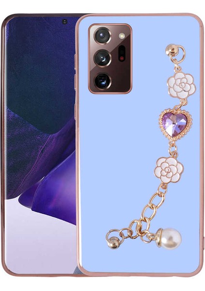 Galaxy Note 20 Ultra Uyumlu El Tutamaçlı Kamera Korumalı Taka Silikon Kapak-Mor