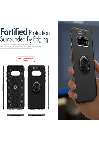 Galaxy S10E Uyumlu Ravel Silikon Kapak-Siyah-Rose Gold modelleri