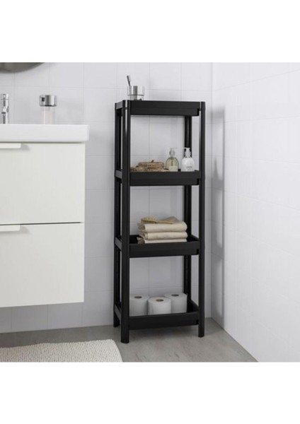Banyo Raf Ünitesi Meridyendukkan Siyah Pratik Raf Ünitesi 36X23X100 cm Raf