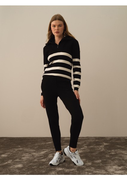 Kadın Siyah Formunu Koruyan Regular Fit Pantolon