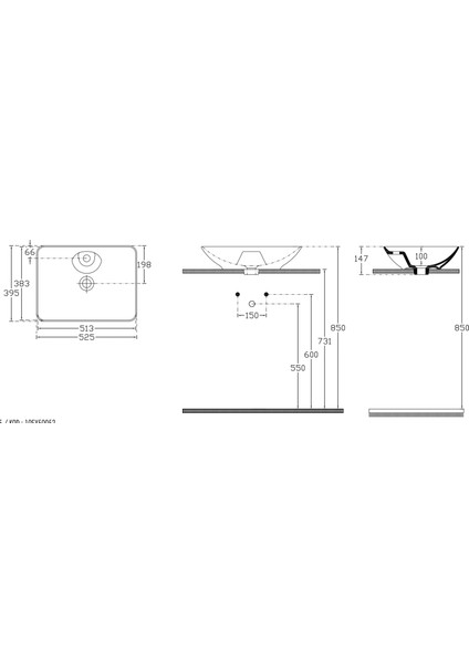 Sistemay Tezgah Üstü Lavabo 52 cm