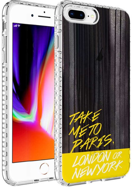 Ezotech iPhone 8 Plus - Uyumlu Airbag Kenarlı Renkli Desenli Silikon Elegans Kapak-No8