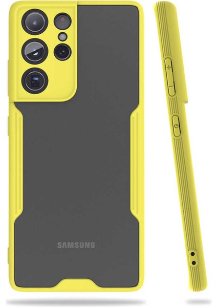 Galaxy S21 Ultra Uyumlu Parfe Kapak-Sarı