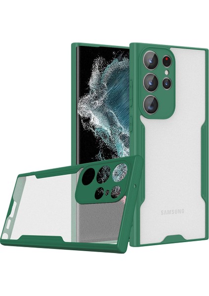Galaxy S23 Ultra Uyumlu Parfe Kapak-Koyu Yeşil
