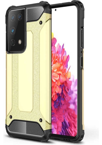 Galaxy S21 Ultra Uyumlu Crash Silikon Kapak-Gold