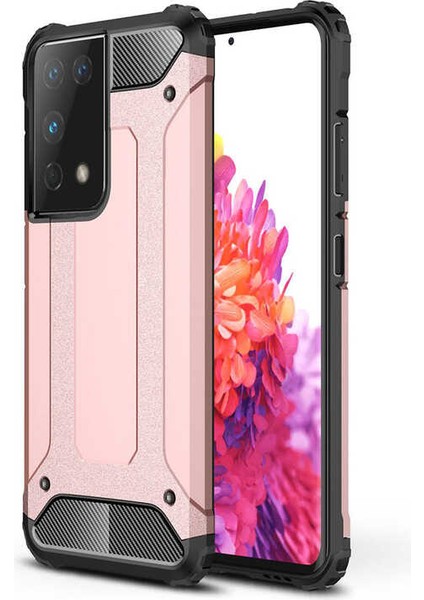 Galaxy S21 Ultra Uyumlu Crash Silikon Kapak-Rose Gold