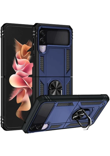 Ezotech  Galaxy Z Flip 3 Uyumlu Vega Kapak-Mavi