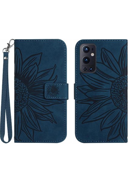 Tutucu Kabartmalı Ayçiçeği Pu Oneplus 9 Pro TeIefon Kılıfı (Yurt Dışından)