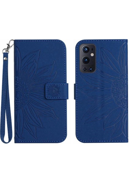 Tutucu Kabartmalı Ayçiçeği Pu Oneplus 9 Pro TeIefon Kılıfı (Yurt Dışından)