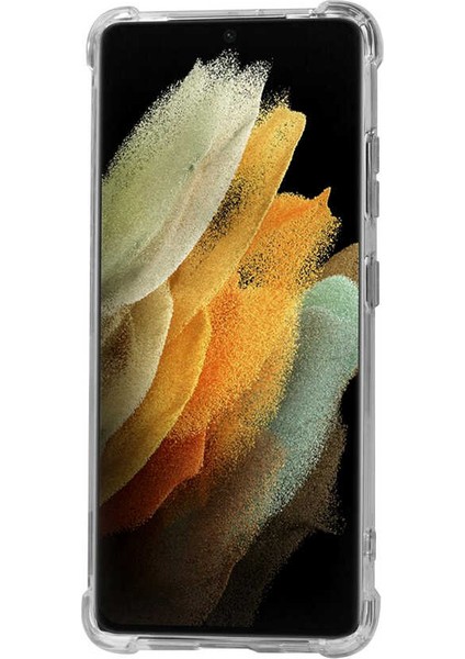 Galaxy S21 Ultra Uyumlu Standlı Süper Silikon Kapak-Renksiz