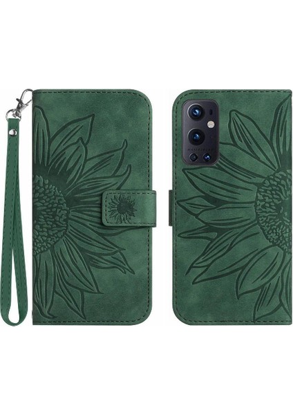 Tutucu Kabartmalı Ayçiçeği Pu Oneplus 9 Pro TeIefon Kılıfı (Yurt Dışından)