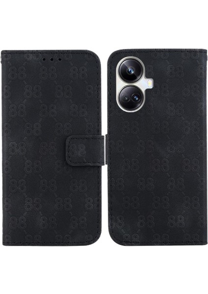 Realme 10 Pro Artı Pu Deri Çift 8 Kabartmalı TeIefon Kılıfı (Yurt Dışından)