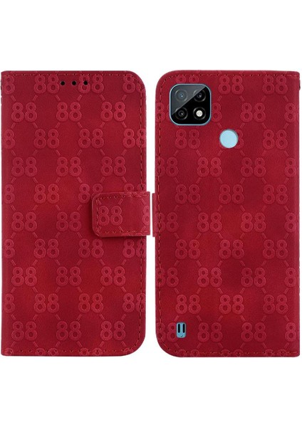 Realme C21 Çift 8 Kabartmalı Pu TeIefon Kılıfı (Yurt Dışından)
