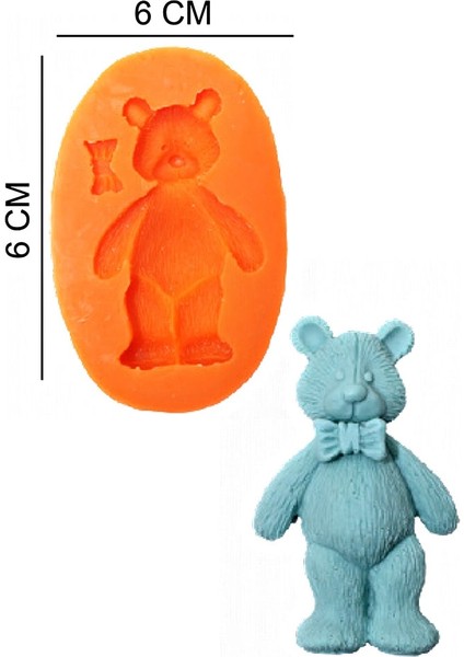 Ayı Papyon Silikon Şeker Hamuru, Sabun, Mum Kalıp