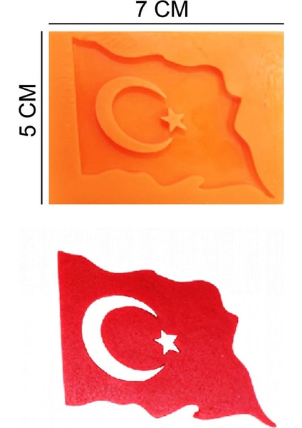Türk Bayrağı Silikon Şeker Hamuru, Sabun, Mum Kalıp