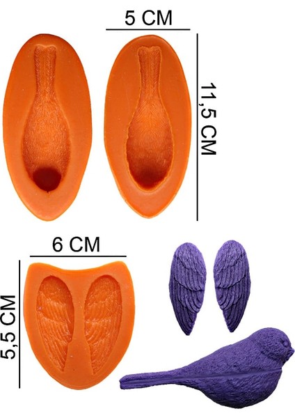 Kuş Set Silikon Şeker Hamuru, Sabun, Mum Kalıp