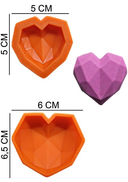 Kalp Set Silikon Şeker Hamuru, Sabun, Mum Kalıp