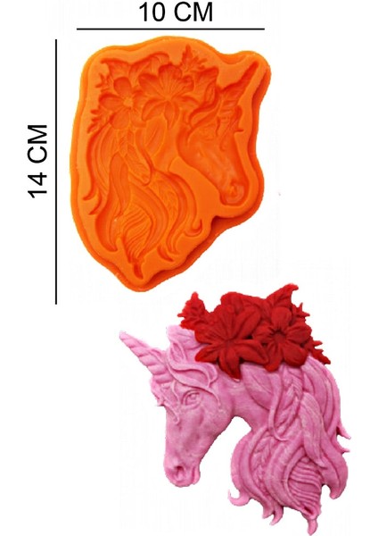 At Çiçekli Silikon Şeker Hamuru, Sabun, Mum Kalıp