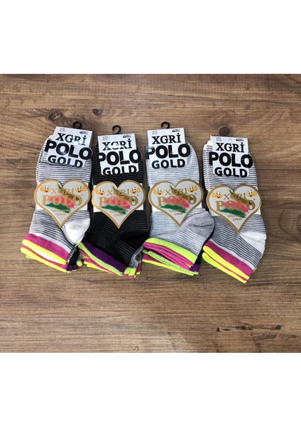12 Li Paket Xgri Polo Kadın Patik Çorap 3 Lü Patik 35-40 No