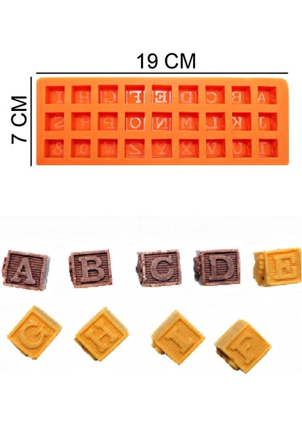 Harfler Küp Silikon Şeker Hamuru, Sabun, Mum Kalıp
