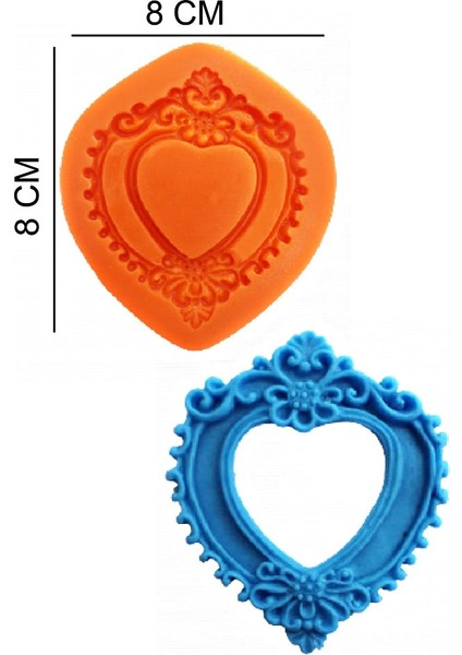 Çerçeve Kalp Silikon Şeker Hamuru, Sabun, Mum Kalıp