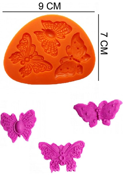 Kelebekler Silikon Şeker Hamuru, Sabun, Mum Kalıp