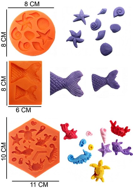 Deniz Set Silikon Şeker Hamuru, Sabun, Mum Kalıp