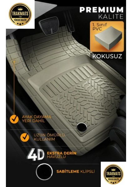 Opel Crossland 2017 - 2024 Kesilebilir Universal Pro-Mats Kokusuz Oto Paspas Bej