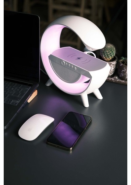 Zulateknoloji G Bluetooth Hoparlör Kablosuz Şarj Özellikli Masa Lambası Speaker Wireless Şarj
