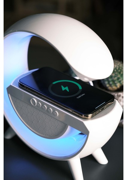 Zulateknoloji G Bluetooth Hoparlör Kablosuz Şarj Özellikli Masa Lambası Speaker Wireless Şarj