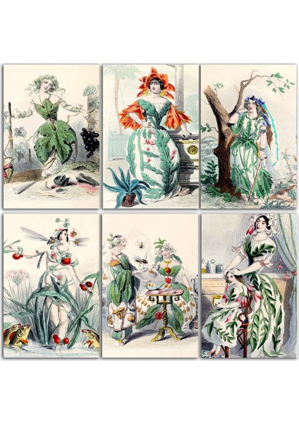 Çizim Kadınlar Temalı Kartpostal Seti (10X15 cm 6 Adet)